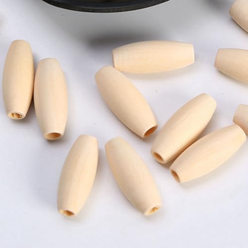 Ovale Tubenform, 29 x 12 mm lang, Naturholz, lose Handarbeitsperlen für Bastelarbeiten, Holzarbeiten, Schmuckherstellung, Zubehör (29 x 12 mm, 20 Stück) von Wllpgolsil