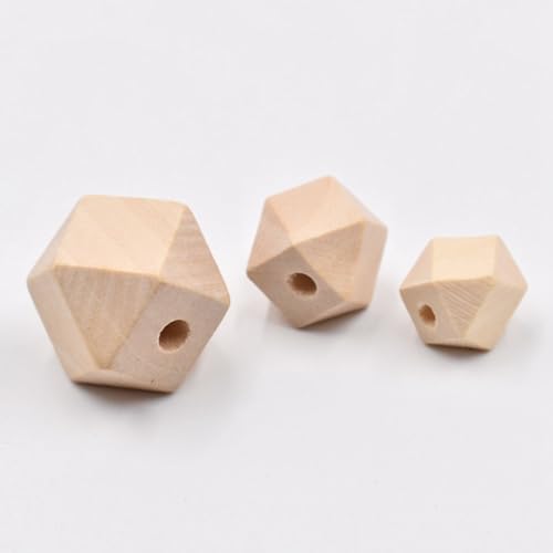 Polygon-Form, Naturholz, 10 mm, 12 mm, 14 mm, 16 mm, 18 mm, 20 mm, 25 mm, 30 mm, lose Perlen für Heimwerker, Handwerk, Holzarbeiten, Schmuck, Armbandherstellung, Zubehör (14 mm - 20 Stück) von Wllpgolsil