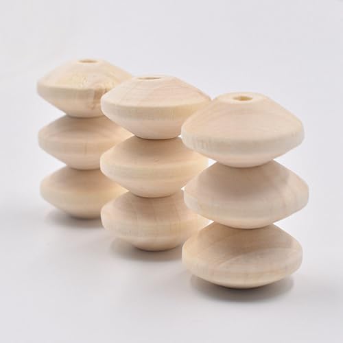 Rondelle-Form, 5 x 8 mm, 9 x 19 mm, 22 x 12 mm, Naturholz, lose Handarbeitsperlen für Heimwerker, Handwerk, Holzhandwerk, Schmuckherstellung, Zubehör (9 x 19 mm, 20 Stück) von Wllpgolsil