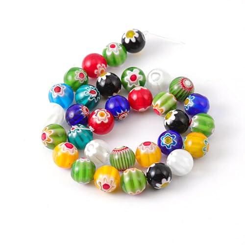 Runde Perlen, 4 mm, 6 mm, 8 mm, 10 mm, 12 mm, 14 mm, gemischte Blumen, Millefiori-Glas, lose Abstandshalter, für Bastelarbeiten, Schmuckherstellung, Dekoration, 14 mm, 10 Stück Runde Perlen, 4 mm, 6 mm, 8 mm, 10 mm, 12 mm, 14 mm, gemischte Blumen, Millefiori-Glas, lose Abstandshalter, für Bastelarbeiten, Schmuckherstellung, Dekoration, 14 mm, 10 Stück von Wllpgolsil