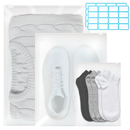 30 Stück Druckverschlussbeutel, 30 x 40 cm, wiederverwendbare transparente Plastikbeutel, Schuhbeutel für Reisen, Reisetaschen, Organizer für Kleideraufbewahrung (matt, 30 x 40 cm) von Wlztea