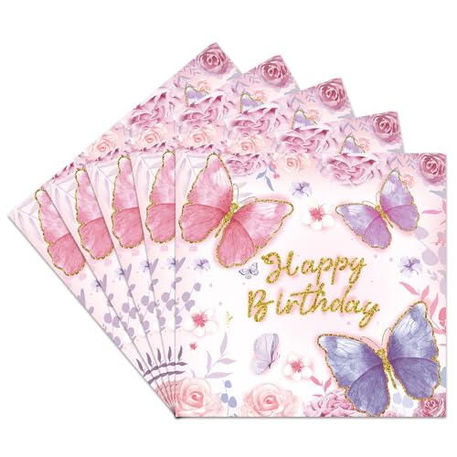 Wnddle 20 Stück Servietten, Schmetterlingsservietten, ervietten Geburtstag, Tisch Dekoration Vintage Papierservietten, Servietten Happy Birthday party dekorationen, für Geburtstage, Party Wnddle 20 Stück Servietten, Schmetterlingsservietten, ervietten Geburtstag, Tisch Dekoration Vintage Papierservietten, Servietten Happy Birthday party dekorationen, für Geburtstage, Party von Wnddle