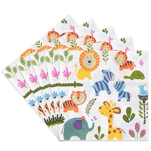Wnddle 20 Stück Servietten Kindergeburtstag, Servietten Dschungel, Dschungel Safari Party Servietten, Servietten Happy Birthday party dekorationen, Dschungel Tier Wnddle 20 Stück Servietten Kindergeburtstag, Servietten Dschungel, Dschungel Safari Party Servietten, Servietten Happy Birthday party dekorationen, Dschungel Tier von Wnddle