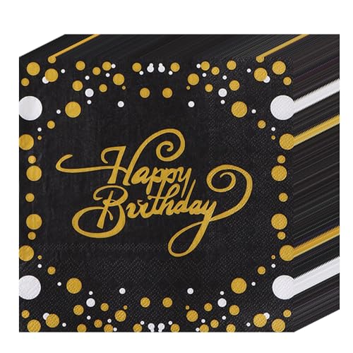 Wnddle 40 Stück Geburtstag Servietten Happy Birthday Servietten Schwarz Gold Papierservietten, Schwarz Gold Geburtstag, Servietten Geburtstag Schwarz Gold, für Junge Mädchen Geburtstag Party Deko. Wnddle 40 Stück Geburtstag Servietten Happy Birthday Servietten Schwarz Gold Papierservietten, Schwarz Gold Geburtstag, Servietten Geburtstag Schwarz Gold, für Junge Mädchen Geburtstag Party Deko. von Wnddle