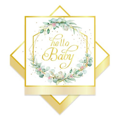 Wnddle 40 Stück Servietten Babyparty, Servietten Eukalyptus, Servietten, Servietten Grün, Babyparty Deko Mädchen Junge Servietten, Oh Baby Servietten, für servietten grün gold Babyparty Deko Wnddle 40 Stück Servietten Babyparty, Servietten Eukalyptus, Servietten, Servietten Grün, Babyparty Deko Mädchen Junge Servietten, Oh Baby Servietten, für servietten grün gold Babyparty Deko von Wnddle