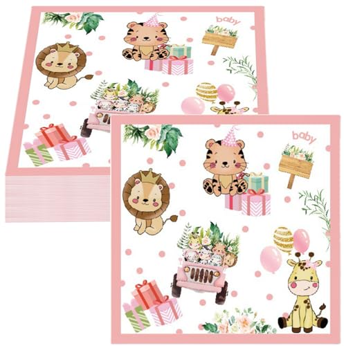 Wnddle 40 Stück Servietten Kindergeburtstag, Dschungel Safari Party Servietten, Servietten Dschungel,Rosa Dschungel Tier, ervietten Geburtstag, Servietten Happy Birthday party dekorationen. Wnddle 40 Stück Servietten Kindergeburtstag, Dschungel Safari Party Servietten, Servietten Dschungel,Rosa Dschungel Tier, ervietten Geburtstag, Servietten Happy Birthday party dekorationen. von Wnddle