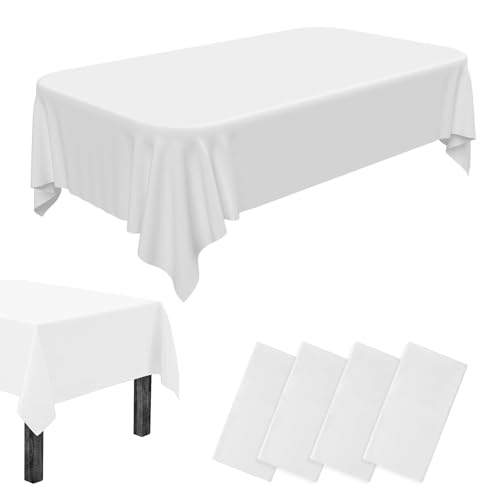 4 Stück Einweg Tischdecken Weiß, Weiße Tischdecke für Rechteckige Tische, Wasserdicht Geburtstag Tischdecken, Tischdecken aus Kunststoff, für Hochzeit, Geburtstag, Bankett-Dekoration, 137 x 274 cm 4 Stück Einweg Tischdecken Weiß, Weiße Tischdecke für Rechteckige Tische, Wasserdicht Geburtstag Tischdecken, Tischdecken aus Kunststoff, für Hochzeit, Geburtstag, Bankett-Dekoration, 137 x 274 cm von WnlahuWA