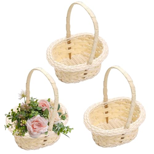 Blumenkorb Hochzeit 3 Stück, Weidenkorb Klein, Mini Geflochtener Blumenkorb, Klein Weidenkorb Rattankorb Streukörbchen Gewebte Körbe, Für Hochzeit Party Dekoration Blumenkorb Hochzeit 3 Stück, Weidenkorb Klein, Mini Geflochtener Blumenkorb, Klein Weidenkorb Rattankorb Streukörbchen Gewebte Körbe, Für Hochzeit Party Dekoration von Woalopted