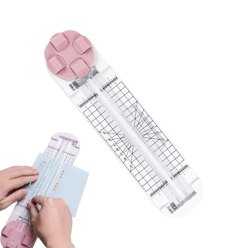 Woalopted Papierschneider, 4-in-1 Robuste Schneidemaschine Tragbar Mit Rutschfestem Standfuß Werkzeug Lineal Schneidefunktion Für Kartenerstellung Stoff Scrapbooking Nähen Basteln von Woalopted