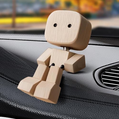 Woalopted Schüttelfarme Figur, Handgefertigte Schütteln Von Füßen Holzpuppe, Armaturenbrett Bewegliche Skulpturenauto Ornamente, Lustige Holzdesktop Dekoration von Woalopted