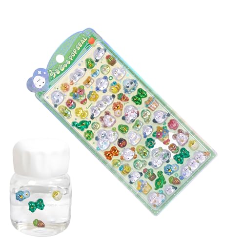 Woalopted Sticker Für Kinder | 3D Glänzende Sticker,Kristall Struktur Harz Deko Für Auto Laptop Notizbuch Planer von Woalopted