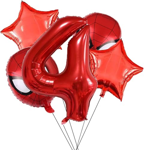 Luftballons zum 4. Geburtstag, rote Zahl 4, 81,3 cm, Geburtstagsballons für Kindergeburtstag, Babyparty, Dekorationen (4. Geburtstag) von Wociud