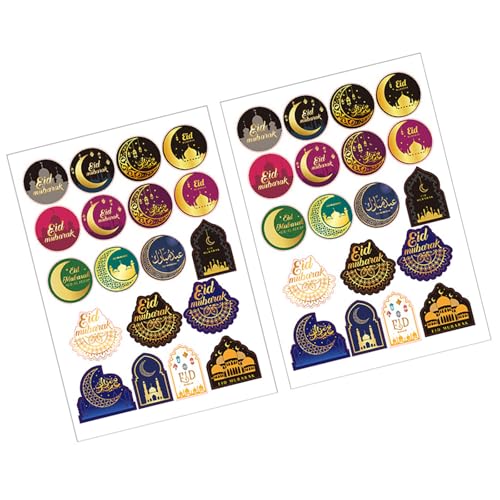 38 PCs Ramadans Aufkleber Dekorativer Aufkleber Eid Mubaraks Aufkleber Selbstklebende Etiketten Für Eid Party Dekorationen von Woedpez