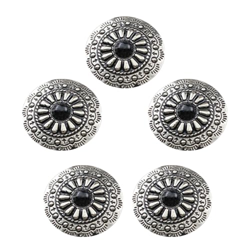 5 Stück Hochzeitsknöpfe aus Türkisimitat, 25 mm, rund, Blumenknöpfe, Leder, dekorative Knöpfe zum Basteln von Woedpez