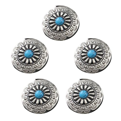 5 Stück Hochzeitsknöpfe aus Türkisimitat, 25 mm, rund, Blumenknöpfe, Leder, dekorative Knöpfe zum Basteln von Woedpez