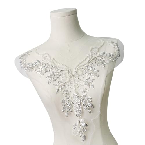 Elegantes abnehmbares Brauthalsband mit Stickerei und schimmernden Pailletten für Hochzeitskleider, formelle Kleidung, elegante Stickerei, abnehmbarer Kragen von Woedpez