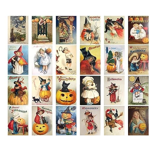 Halloween-Grußkarten mit Umschlag, Vintage-Postkarten, Geschenk, Dekoration, Halloween, Party, Einladung, Blanko-Karten und Umschläge, 24 Stück von Woedpez