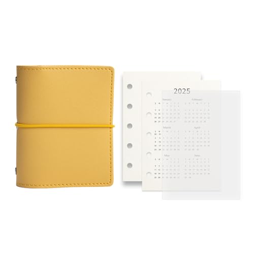 Leder-Notizbuch mit 5 Ringen, nachfüllbar, 5 Löcher, Leder-Bindereinband mit Nachfüllpapier, für Büro, Schule, Reisen, Taschenformat, Planer für Profis von Woedpez