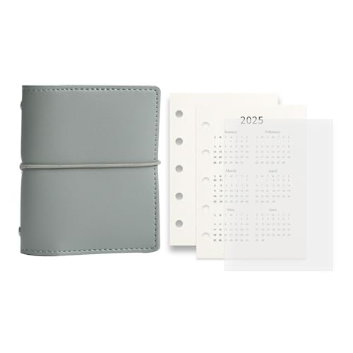 Leder-Notizbuch mit 5 Ringen, nachfüllbar, 5 Löcher, Leder-Bindereinband mit Nachfüllpapier, für Büro, Schule, Reisen, Taschenformat, Planer für Profis von Woedpez