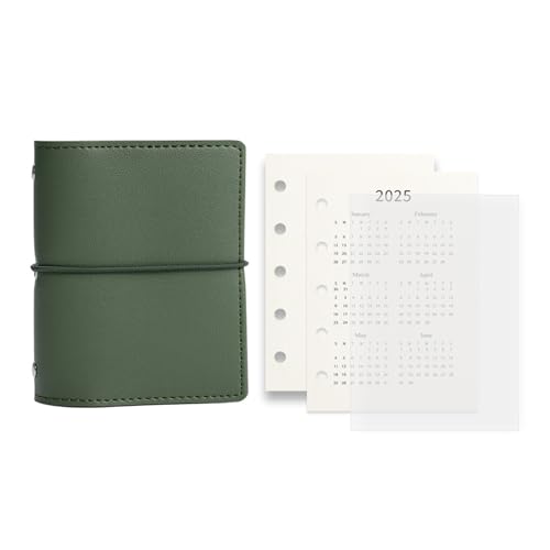 Leder-Notizbuch mit 5 Ringen, nachfüllbar, 5 Löcher, Leder-Bindereinband mit Nachfüllpapier, für Büro, Schule, Reisen, Taschenformat, Planer für Profis von Woedpez