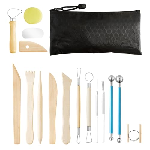 Modellierwerkzeug für Töpferei, Modellierwerkzeug, Tonschnitzwerkzeug-Set für Skulpturen, Trimmen, Formen, Töpferei-Set, Spielmodellierung, Modellierung, Basteln, 17-teilig von Woedpez