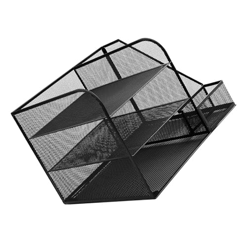 Schreibtisch-Organizer mit 3 Ebenen, Briefablage aus Metall mit Bücherregal, platzsparende Dokumenten-Organizer für Büro, Schule, Metall-Organizer von Woedpez