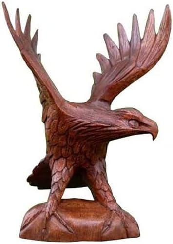 Wogeka Adler Skulptur 20 cm in Holzfarbe – Greifvogel als Holzfigur & Holzskulptur – handgeschnitzt auf Bali aus Soarholz – Tierfigur als Adler - Adler01 von Wogeka