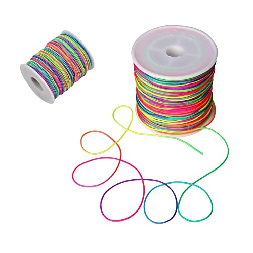 Bunte Elastische Kordel,Wohlstand Perlenschnur Regenbogen Farbe Faden,Gummiband Schmuckherstellung Schnur,Perlen Kordel für DIY Schmuck (Farbe) von Wohlstand