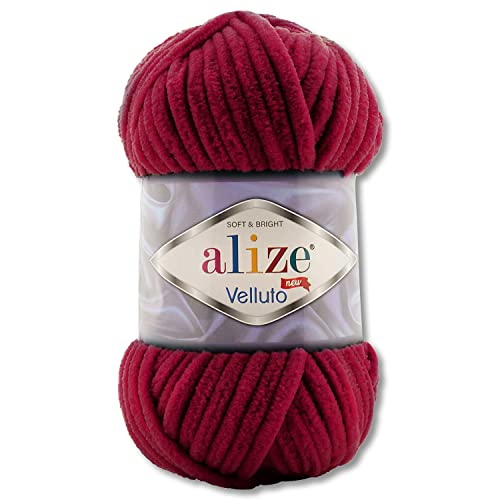100 g Alize Velluto Wolle in 30 Auswahl (107 | Kirsche) von Wohnkult