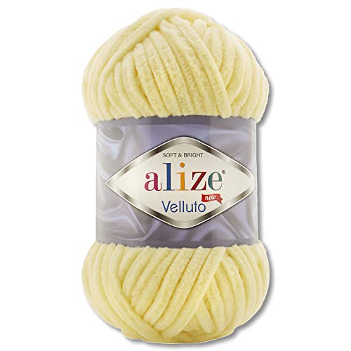 100 g Alize Velluto Wolle in 30 Auswahl (13 | Hellgelb) von Wohnkult