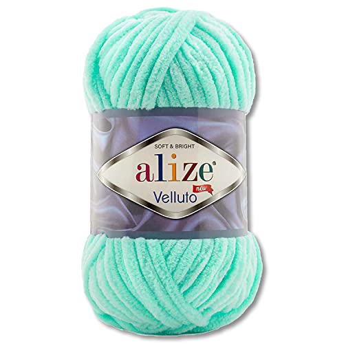 100 g Alize Velluto Wolle in 30 Auswahl (19 | Lichtgrün) von Wohnkult