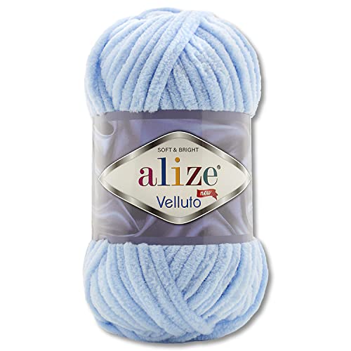 100 g Alize Velluto Wolle in 30 Auswahl (218 | Babyblau) von Wohnkult