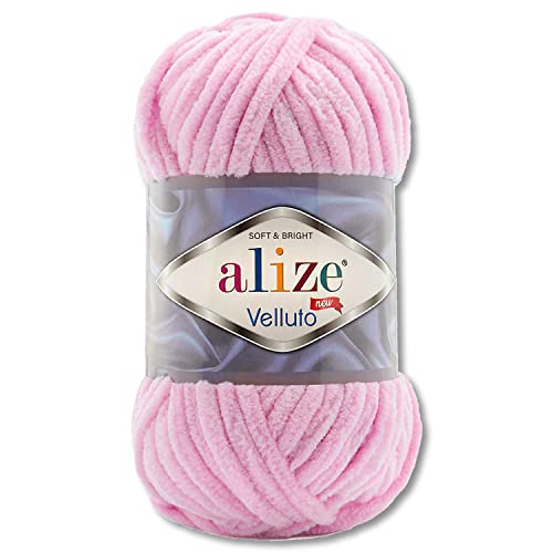 100 g Alize Velluto Wolle in 30 Auswahl (31 | Babyrosa) von Wohnkult