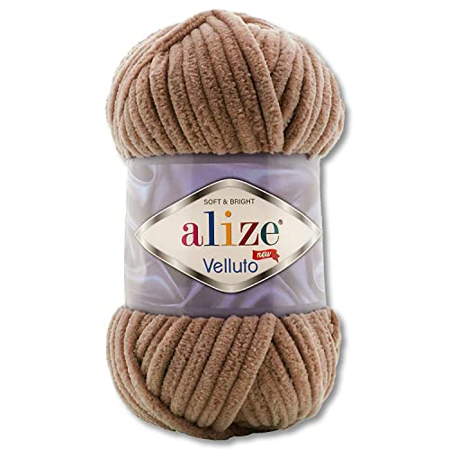 100 g Alize Velluto Wolle in 30 Auswahl (329 | Tabak) von Wohnkult
