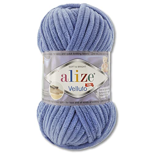100 g Alize Velluto Wolle in 30 Auswahl (374 | Denim) von Wohnkult