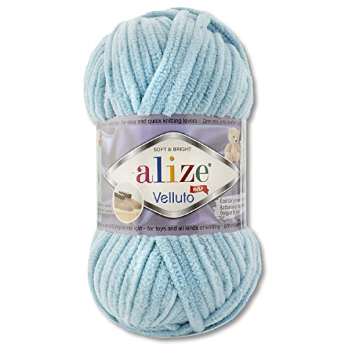 100 g Alize Velluto Wolle in 30 Auswahl (414 | Azurblau) von Wohnkult