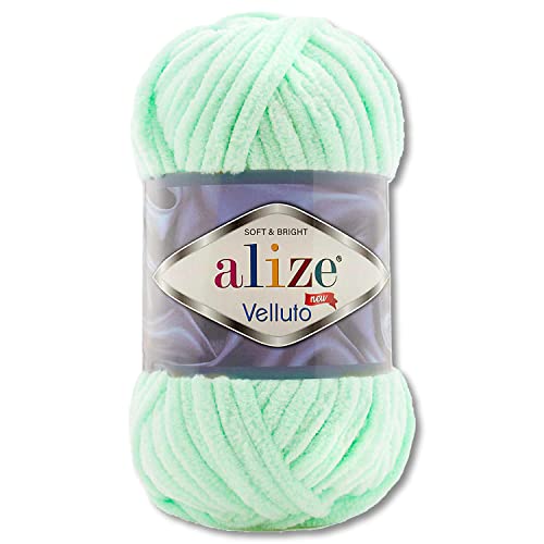 100 g Alize Velluto Wolle in 30 Auswahl (464 | Hellgrün) von Wohnkult