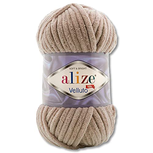 100 g Alize Velluto Wolle in 30 Auswahl (530 | Beige) von Wohnkult