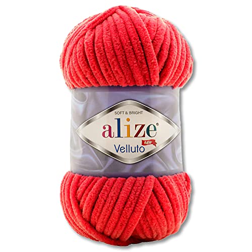 100 g Alize Velluto Wolle in 30 Auswahl (56 | Rot) von Wohnkult