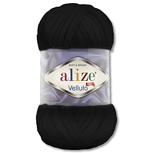 100 g Alize Velluto Wolle in 30 Auswahl (60 | Schwarz) von Wohnkult