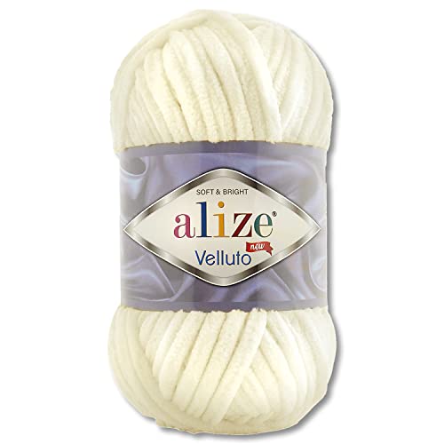 100 g Alize Velluto Wolle in 30 Auswahl (62 | Hellcreme) von Wohnkult