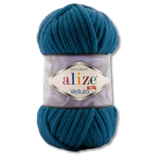 100 g Alize Velluto Wolle in 30 Auswahl (646 | Petrol) von Wohnkult