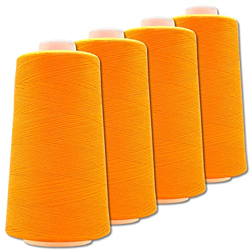 4 Stück Nähgarn Overlackgarn je 5000 Yards (4572 m) 57 Farben zur Auswahl Stärke Nm 50/2 (140) Nähmaschinengarn (Orange 140941) von Wohnkult