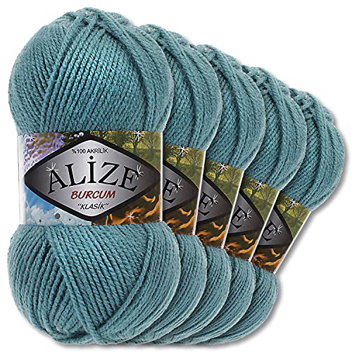 5x Alize 100 g Burcum Klasik Wolle (Azurblau 164) von Wohnkult