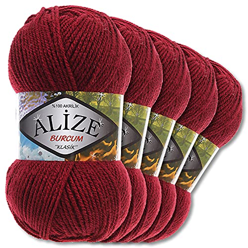 5x Alize 100 g Burcum Klasik Wolle (Bordeaux 57) von Wohnkult