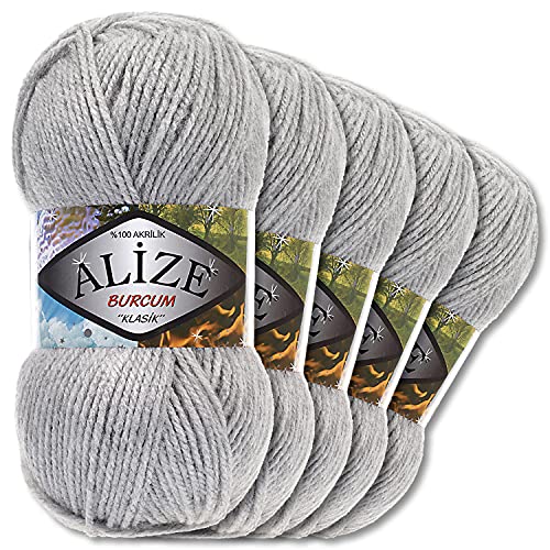 5x Alize 100 g Burcum Klasik Wolle (Grau Melange 21) von Wohnkult