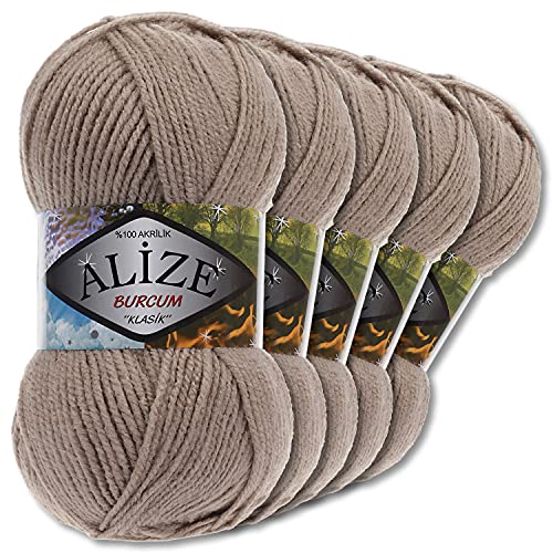 5x Alize 100 g Burcum Klasik Wolle (Hellbraun 167) von Wohnkult