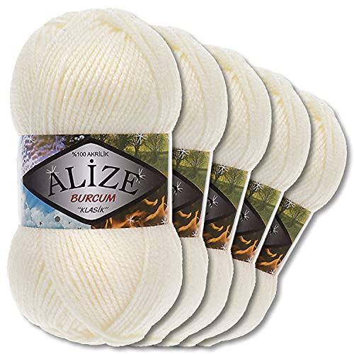 5x Alize 100 g Burcum Klasik Wolle (Hellcreme 62) von Wohnkult