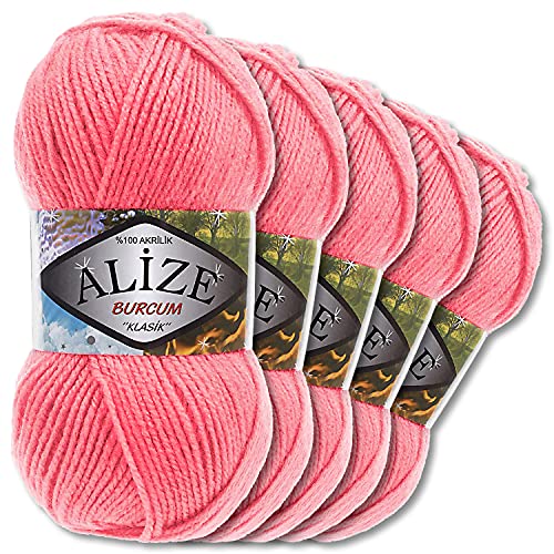 5x Alize 100 g Burcum Klasik Wolle (Himbeere 170) von Wohnkult