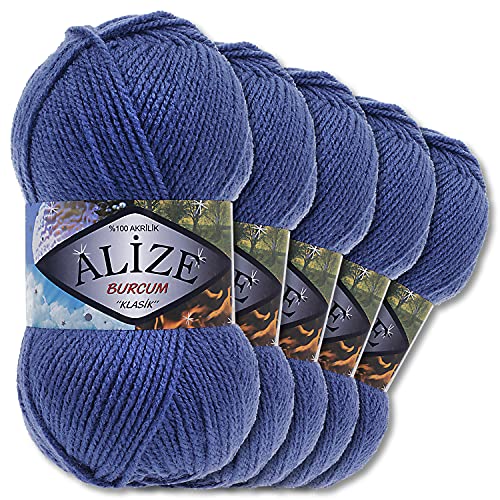 5x Alize 100 g Burcum Klasik Wolle (Marineblau 353) von Wohnkult